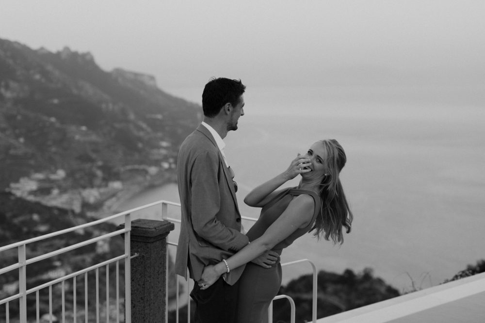 Couple shot by the pool at the Belmond Hotel, the Amalfi Coast, Italy